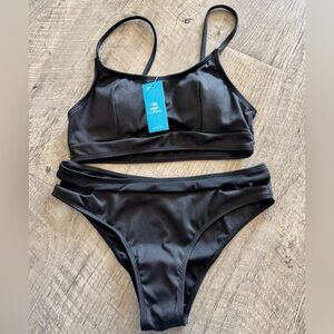 Cupshe Black Athletic Bikini Set